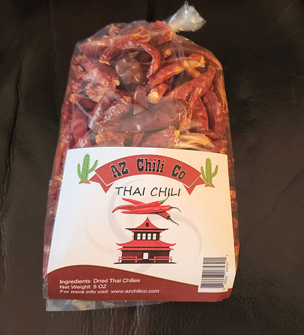 Dried Thai chilies package